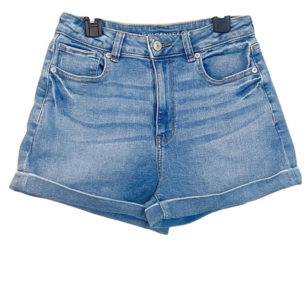 American Eagle Womens Mom Short High Rise Cuffed Stretch Denim Blue Size 2